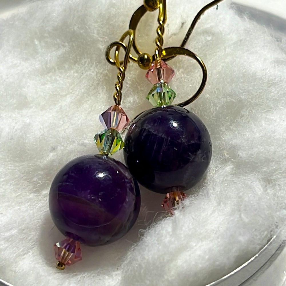 Amethyst stone bead earrings